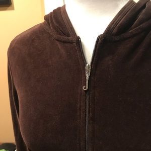 Juicy Couture Brown Velour Track Suit Jacket Hood